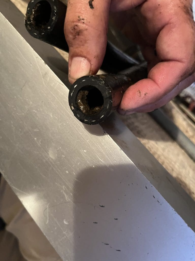 Looking inside a marine ac water line